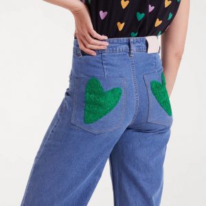 jeans corazon verde