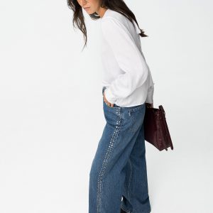 Jeans Bonnye Wide Leg con Apliques