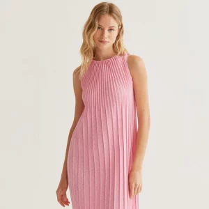 Vestigo largo plisado rosa