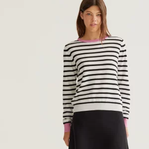 Jersey de punto con estampado de rayas blanco y negro